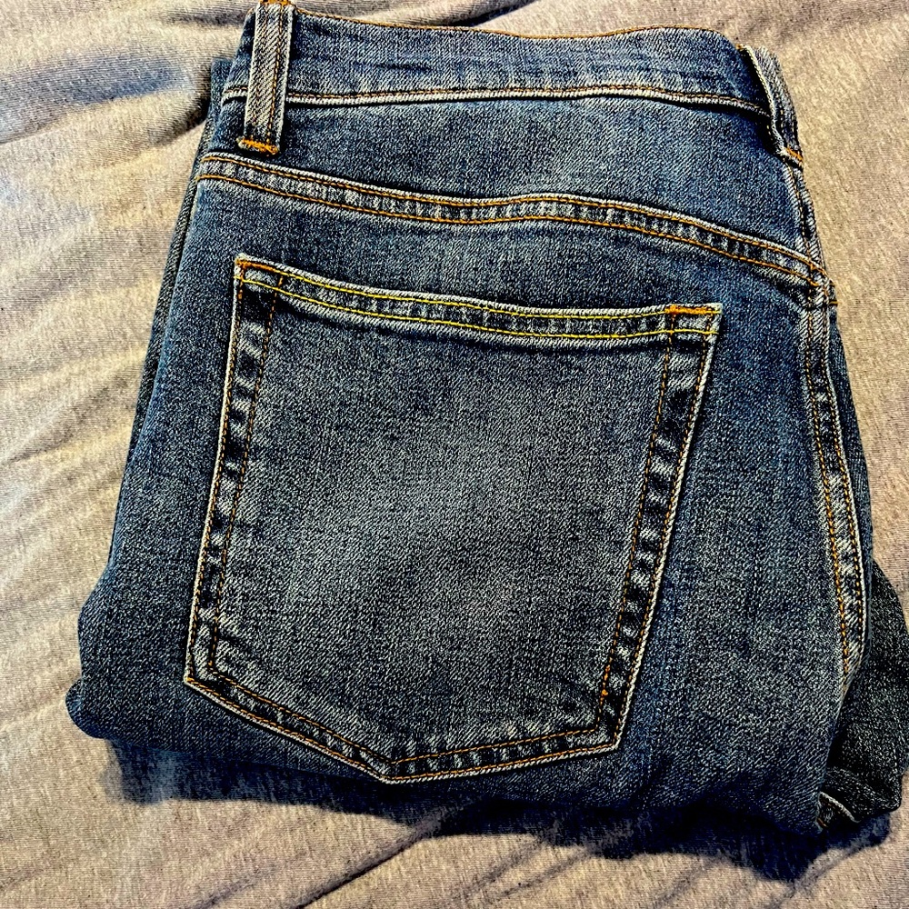 Distressed high rise jeans